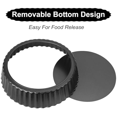 Abaigeal 2 Pcs Pie Dish with Nonstick Coating, 9 Inch Cake Tin with Removable Bottom Round Carbon Steel Tart Tins,24 cm Fluted Round Tart Quiche Pie Pans, Carbon Steel Baking Pan Dish - Image 5