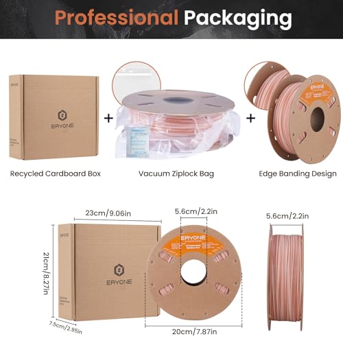 Image of ERYONE Matte Rock Rainbow 3D Printer PLA Filament 1.75 + /-0.03mm, Matte Multicolor Filament PLA 1KG(2.2LBS) Spool, 30-500mm /s High Speed Printing Twist Rainbow PLA, Avajo Clay
