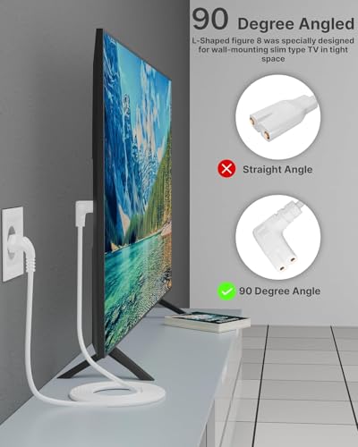 Image of TECH-X 3Meter 2-pin L-Shape Universal Replacement AC Power Cord Cable Wire for LED TV, Printer, Laptop PC Notebook Computer, Tape Recorder, Camera White