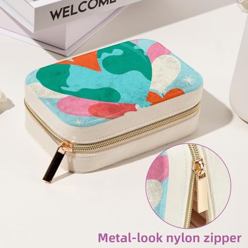 Boîte à bijoux de voyage en velours en forme de cœur avec compartiments