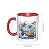 LKTPSKQRY Large Ceramic Coffee Mugs,11oz Coffee Cups with Handle,Novelty Porcelain Mug Carp with Wave Patterned Tea Mugs for Women Men Big Tea Cup,Latte Mug for Milk, Hot Tea,Microwave Safe #3