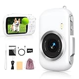 Digital Camera 4K 64MP - Vlogging Camera for Kids & Beginners | 18X Zoom Point and Shoot Camera Anti Shake, Compact with Flash, Gift for Boys Girls(White+Silver)