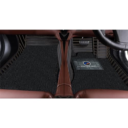 Image of Autofurnish Premium 9D Car Mat Full Set for Hyundai Creta 2015-19 || Luxury Leather Dual-Stitch Full Set 9D Car Floor Mat || 100% Waterproof || Color : Black Beige