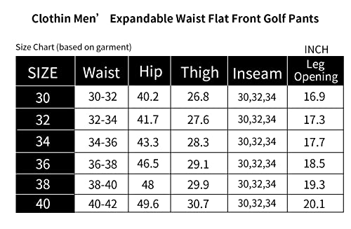 Clothin 2003M-BLACK-36W-32L Men'S Expandable Waist Flat Front Golf Pants Classic Fit,Black,36W X 32L thumb #2
