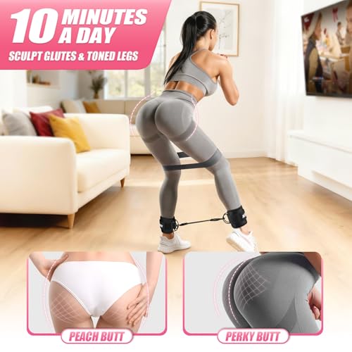 Image of Ankle Resistance Bands with Cuffs, Resistance Bands Set for Working Out, Leg and Glute Exercise Bands - Home Gym Workout Equipment for Women, Booty Building, Pilates, Rehab, Physical Therapy