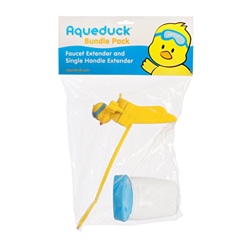 Image of Aqueduck Faucet Handle Extender Set. Connects to Sink Handle and Faucet to Make Washing Hands Fun and Teaches Your Baby or Child Good Habits and Promote Independence to Them.
