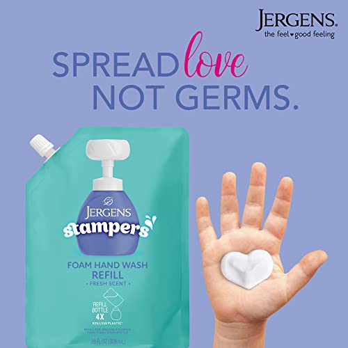 Jergens Stampers Foaming Hand Soap Refill Pouch, Pediatrician Tested Kids Soap, Refill Pouch For Foaming Hand Soap Dispenser, Fresh Scent, 28 Oz #TOP1