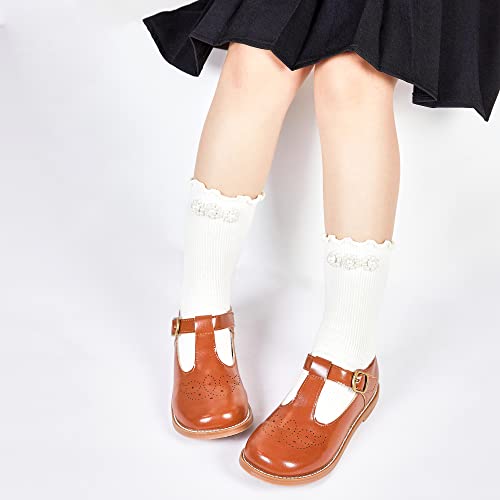 Kiderence Toddler Little Girls Mary Jane Dress Shoes School Oxford For Girls Brown Flats Size 10M #TOP1