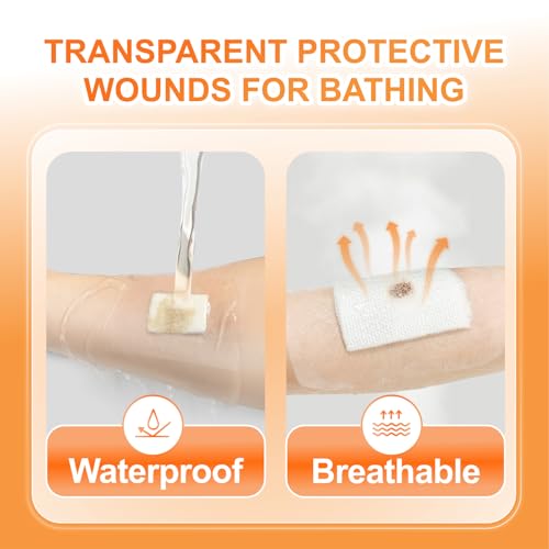 Image of Carbou Transparent Film Dressing,4 inch x 4.75 inch Pack of 50 Waterproof Wound Bandage Adhesive Patches,Post Surgical Shower or IV Shield,Tattoo Aftercare Bandage