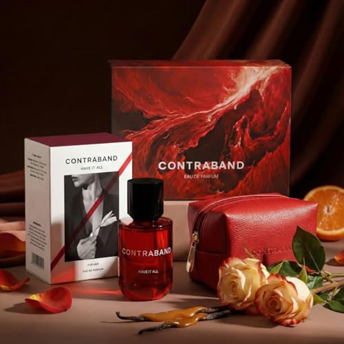Image of Contraband Indulgence On-The-Go Kit - Have It All 30 ml EDP + Pouch | Vanilla, Musky, Floral and Fruity Fragrance Notes | Warm Floral & Long Lasting Perfume | For Women | Gift Set Box | Travel Size | Eau de Parfum