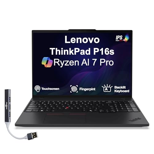 Image of Lenovo Thinkpad P16s Mobile Workstation 16.0 inch 60Hz Touchscreen IPS 4K Display (AMD Ryzen AI 7 PRO 350, AMD Radeon 860M, 64GB DDR5, 1TB PCIe SSD, Backlit KB, Win 11 Pro) w /DKZ USB Port Expander