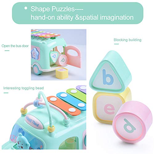 Efoshm Intellectual School Bus Baby Toy, Piano Music Bus Toys Toddler For 1-3 Years,Shape Puzzles Knocking Piano Educational Musical Toys Gifts For 1 Year Old Boy And Girl Christmas Birthday #TOP5