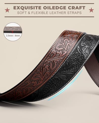 Image of BELTROAD Western Leather Belt Strap for Men Women Cowboy Cowgirl Leather Mens Belts for Jeans Birthday Christmas Belt Gifts