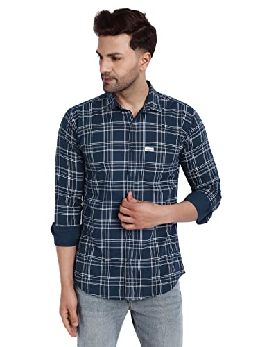Image of Majestic Man Slim Fit Cotton Casual Check Shirt for Men