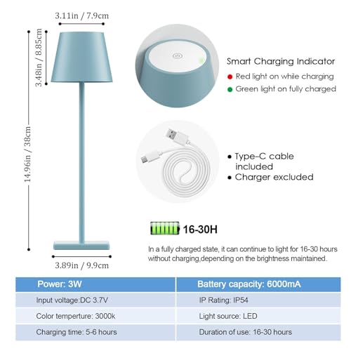 Aoceley HT-010 2 Packs Rechargeable Led Table Lamp,Outdoor Cordless Table Lamp Waterproof Portable, Stepless Dimmable Modern Lamp thumb #6