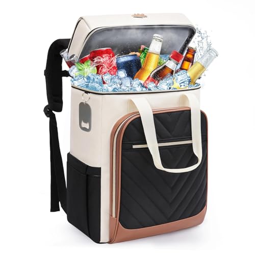 Image of Backpack Cooler Insulated Leakproof, Soft Cooler for Outdoor Camping Hiking | 7.5x13x18in, leakproof liner, waterproof oxford, multi pockets, wine opener, for camping hiking picnic fishing
