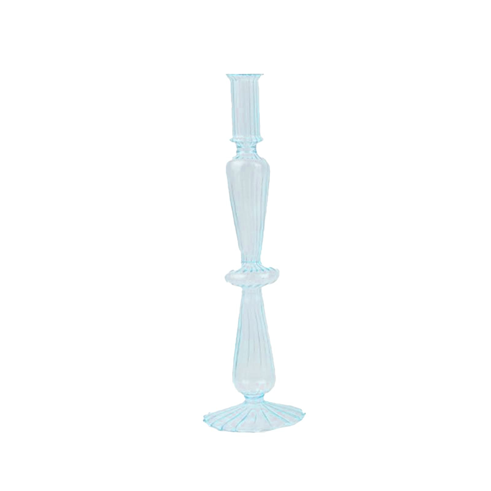 Worparsen Glass Candlestick Holder Colored Tapered Candle Stand Candle Stick Holder Desktop Wedding Living Room Ornament Blue