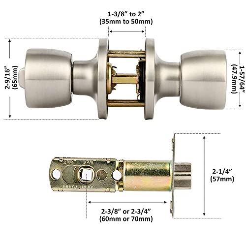 Mosecyou Door Knob With Lock And Key, Bedroom Bathroom Door Knobs Interior Door Lock Satin Nickel Keyed Entry Doorknob Tuilp Door Handle Lock With Key #TOP1