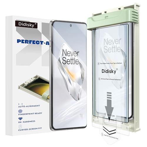 Didisky 2-Pack Tempered Glass Screen Protector for Oneplus 12 (Not for 12r 12 Pro) Supports Ultrasonic Fingerprint with Easy Installation Frame HD Clear Case Friendly 3D Curved Full Coverage 9H