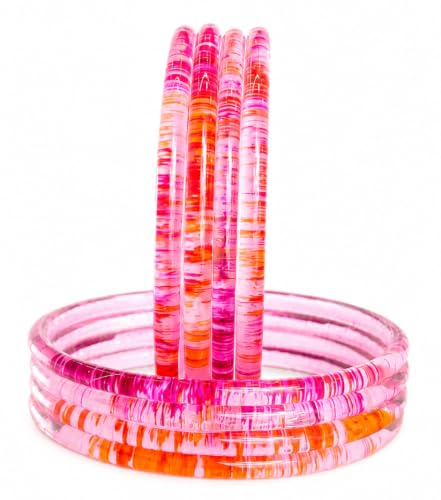 Image of NMII Premium Glass Bangle Set for Women | Multicolor Designer Kangan | Fancy Kanch ki Chudiya | 3D Transparent Chudi Set | Wedding & Festive Occasions Bangles