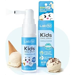 LAB52 Kids Oral Spray, Toddler Toothpaste Helper for Daily Oral Care and Fresh Breath, Children Approved with Fluoride Free for Newborn to Preschoolers, Xylitol Vanilla Flavor