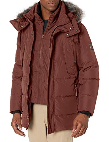 Image of Andrew Marc Men's Gattica Down Parka Jacket With Removable Faux Fur Trimmed Hood and Bib