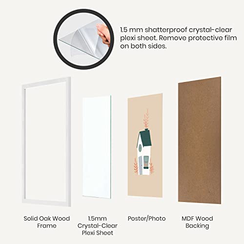 (20X20 In | 51X51 Cm) White Solid Oak Wood Picture Frame Poster Frame Wall Photo Frame #TOP3