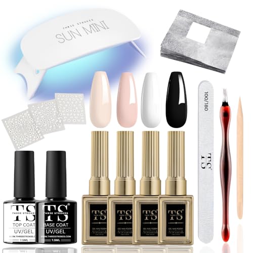 THR3E STROKES Gel Nail Polish Kit with U V Light, ...