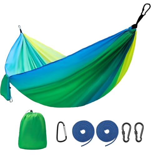 Camping Hammock,Lightweight Nylon Hammock,Portable Hammocks with Two Tree Ropes for Outdoor,Indoor,Travel,Hiking,Backyard,Camping