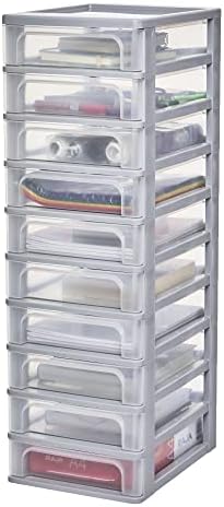 Iris Ohyama, Tower, Chest of Drawers, Plastic Storage Organizer with ergonomic handle, 13L, 3 drawers, Detachable Bins, BPA Free, Office, Bedroom, Living room, OCH-2300, Silver