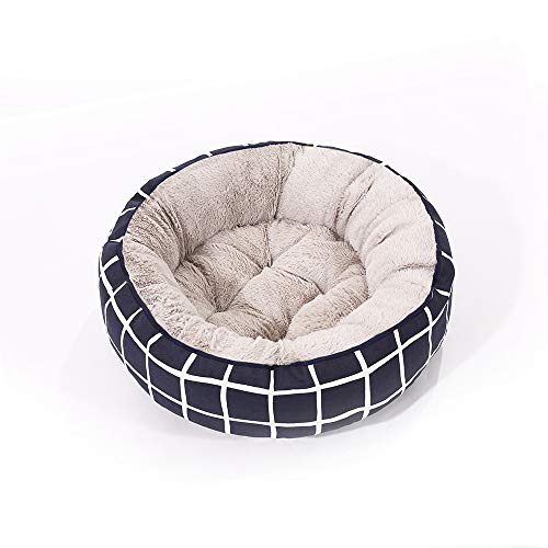 Huichao Cama Redonda para Perros, Cama de Lujo para Perros de Gama Alta, Rayas Azules y Blancas, pequeña, Mediana, Grande,S