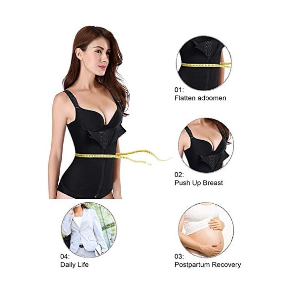 Nebility-Women-Waist-Trainer-Corset-Zipper-Vest-Body-Shaper-Cincher-Tank-Top-with-Adjustable-Straps Nebility Women Waist Trainer Corset Zipper Vest Body Shaper Cincher Tank Top with Adjustable Straps (4XL, Black)
