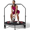 40″/48″ Foldable Mini Trampoline for Adults 450/600 LB Rebounder Trampoline with Adjustable Foam Handle for Home Gym Small Exercise Trampoline for Indoor or Garden Workout