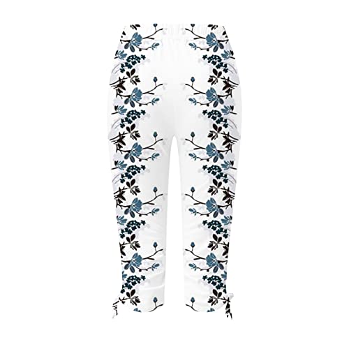 Summer Capri Pants For Women Beach Vacation Flower Print Leggings High Waist Lightweight Soft Comfy Yoga Leggings #TOP3