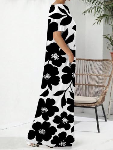 Image of Nimsruc Women Summer Long Dress Casual Sexy Short Sleeve Loose Maxi Dresses for Women 2025