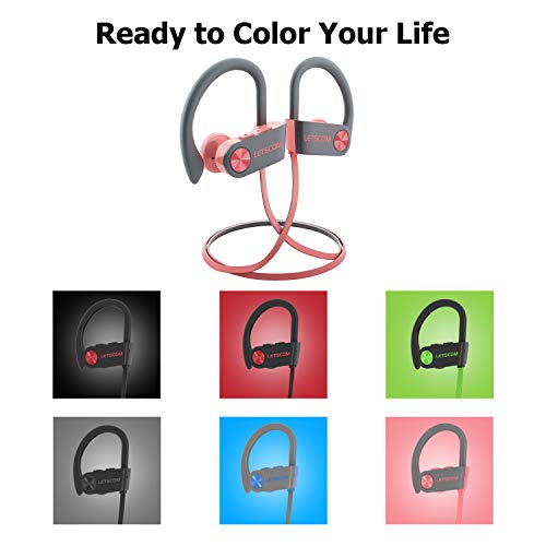 Bluetooth Headphones, LETSCOM Wireless Earbuds V5.0 IPX7 Waterproof Noise Cancelling Headsets, Richer Bass & HiFi Stereo Sports Earphones 8 Hours Playtime Running Headphones - Thumbnail 7