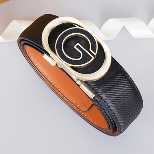 Designer Genuine Leather Men’s Ratchet Belt 1.3" Automatic G Buckle Classic Jeans Reversible Gift3