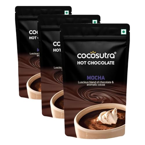Image of Cocosutra Mocha Drinking Chocolate Mix, 100g | Hot or Cold | Vegan & Gluten Free | No Preservatives | Serves 5 Cups (Pack of 3)