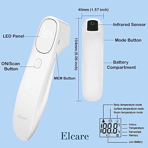 Medical No Touch Infrared Thermometer For All Ages - Updated Hospital Grade Touchless Thermometer With Adults Object And Room Temperature Mode, Large Led Display And Gentle Vibration Alert. #TOP3