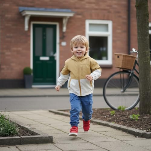 Image of Volunboy Toddler Boys Windbreaker Jackets Patchwork Lightweight Zip Hoodie Outerwear Fall Spring Windproof Hooded Coat