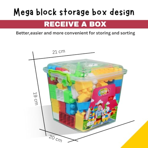 Image of Mega Building Blocks Toy Set with Storage Container, 85 Pcs, Kids 3+ Yrs