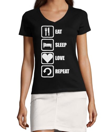 T-shirt en coton de qualité supérieure noir à col en V féminin