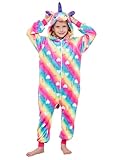 kids Unicorn Onesie Animal One Piece Pajamas Halloween Costumes (Color Love, 5T)