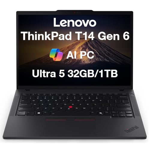 Lenovo ThinkPad T14 Gen 6 �r�W�l�X�m�[�g�p�\�R�� 14�C���` FHD+ (Intel 12-core Ultra 5-225U (Beats Ultra 7 155U)�A32GB DDR5�A1TB SSD�A�o�b�N���C�g�A�w��A5M
