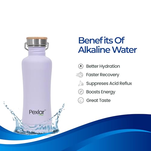 Image of Pexlar Stainless Steel Alkaline Bottle | Alkaline Water Filter Inside | Alkaline Water Generator | Capacity of 850 ml | Improve Mineral | Pink
