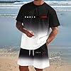 Generisch Men's Casual Loose Fit Color Gradient Short Sleeve T-Shirt and Shorts Set for Daily Wear Great for Spring, Summer and Autumn, black, S #2