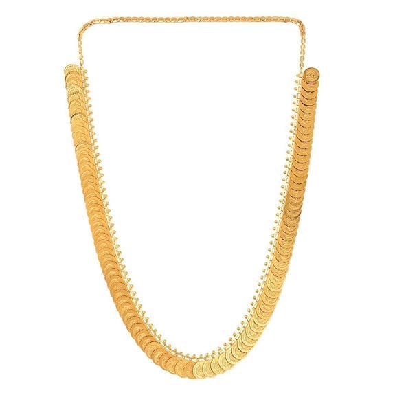 Laxmi Temple Long Haram Necklace, Gold Plated, for Women - Kasula peru-image-20
