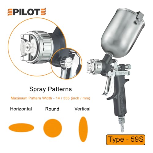 Image of PILOT Spray Painting Gun Type- 59S,570ml Capacity,1.6MM Stainless Steel Nozzle And Needle,Suitable For Painting Automobiles,Furniture,Textile,Handicraft,Industries,Pharmaceuticals. |Rim- 10 inches|