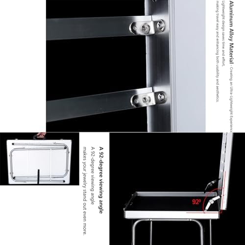 Portable Aluminum Jewelry Display Case with Waterproof Design, Foldable Stand for Necklaces, Rings & Accessories - Perfect for Night Markets & Stalls (70x50cm)