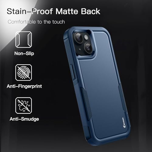 Image of KARWAN Shockproof Back Case Cover Compatible with iPhone 14 Plus, Heavy Duty Case with 360 Degree Camera Protection, Dual Layer Rugged Bumper Protection Cover with Matte Finish (Blue)